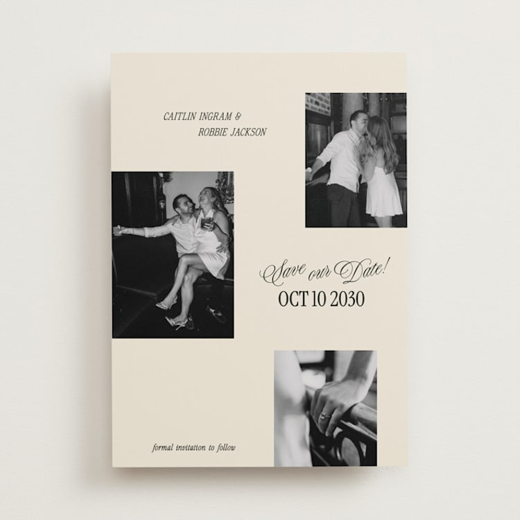 "Saved Snaps" - Save the Dates in Cream by Robert and Stella - Front