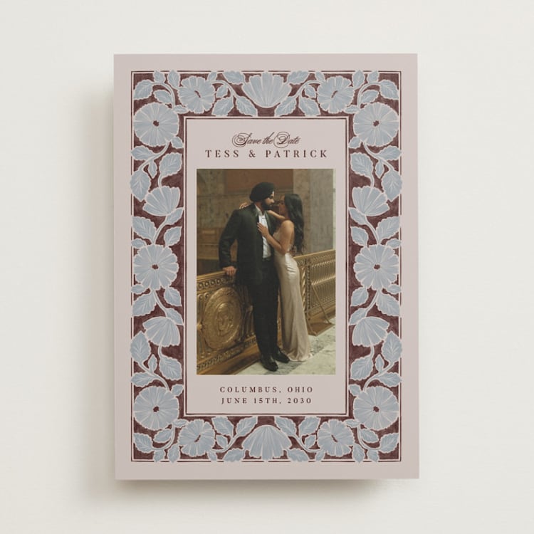 "mod meadow" - Save the Dates in Burgundy by Jen Owens - Front