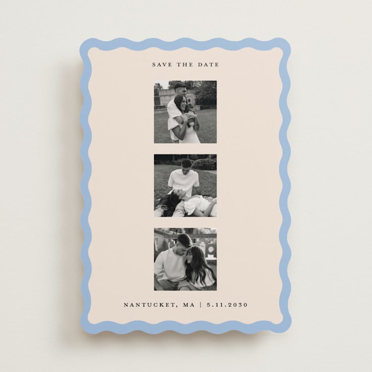 "Retro Border" - Save the Dates in Periwinkle by Teju Reval - Front
