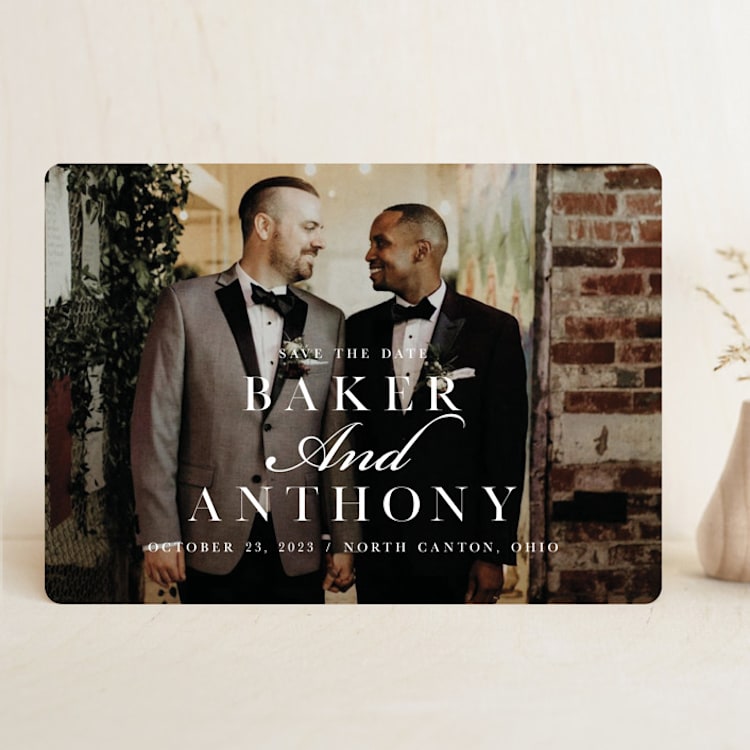 "Stacked Names" - Save the Dates in Snow by Megan Cash - Front