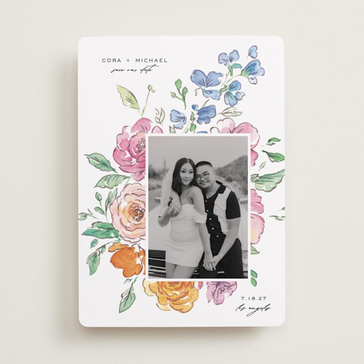 "Floral Pop" - Save the Dates in Vibrance press by Itsy Belle Studio - Front