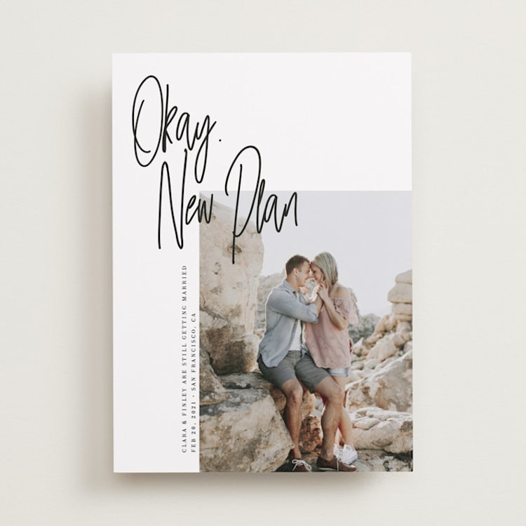 "Okay, New Plan" - Save the Dates in Jet Black by Maria Hilas-Louie - Front
