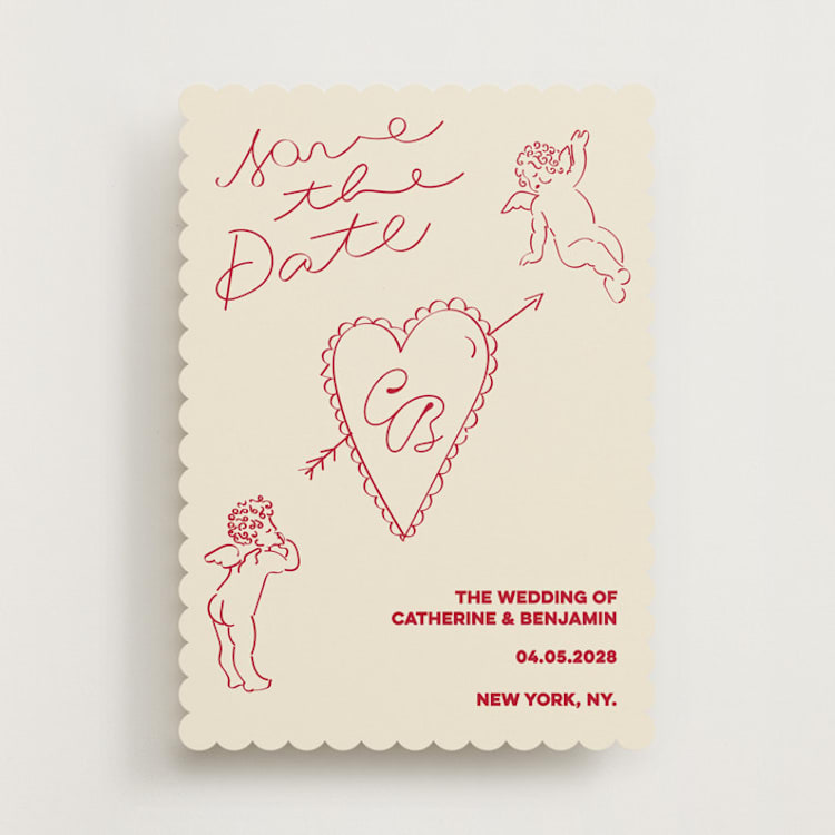 "Crazy Little Thing Called Love" - Save the Dates in Cream by Helena Vitto - Front