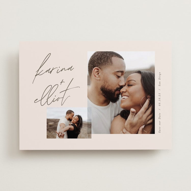 "Scripted Names" - Save the Dates in Cream by Brandy Folse - Front