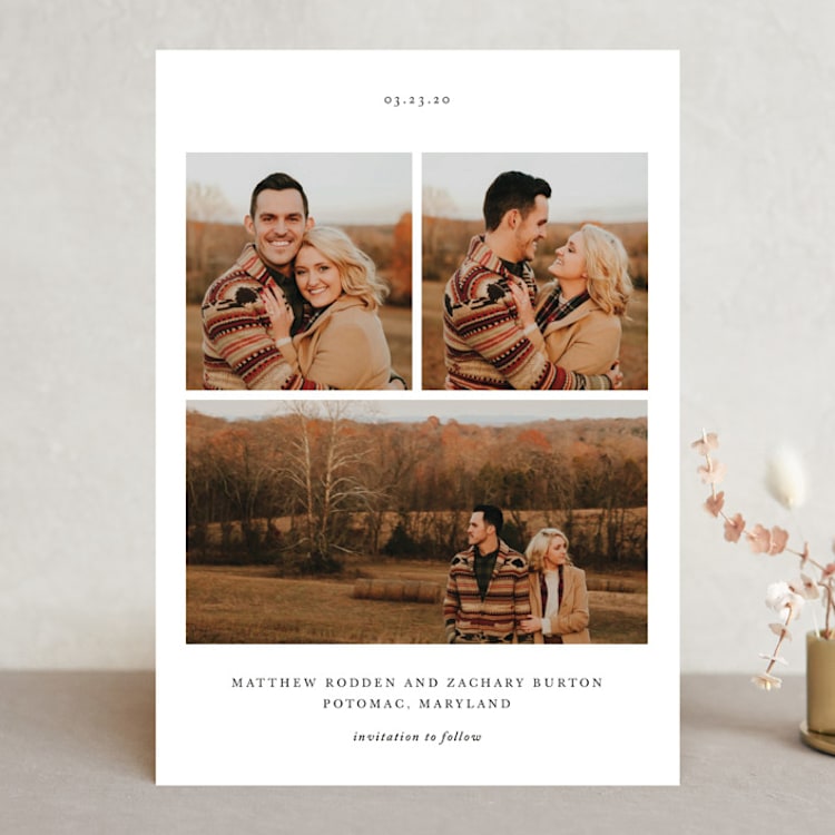 "Simple Bliss" - Save the Dates in Slate by That Girl Press - Front