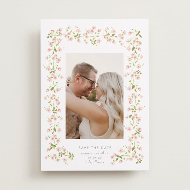 "Rosebud" - Save the Dates in Peony by Baumbirdy - Front
