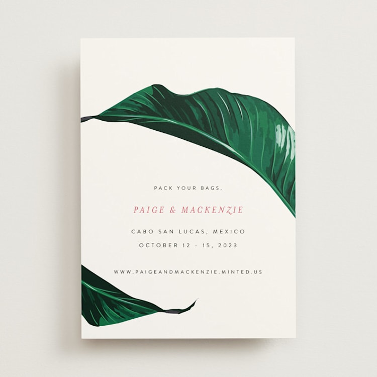 "Mod Palm" - Save the Dates in Pearl by Erin Hodges - Front