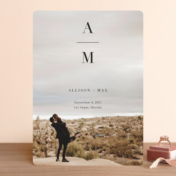 "Stacked Initials" - Save the Dates in Night by Ashley Lopez - Front