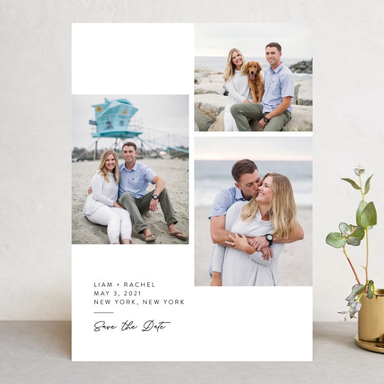 "Clean and Simple" - Save the Dates in Alabaster by Amy Payne - Front