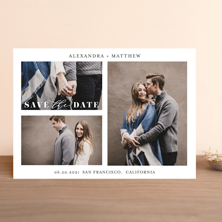 "Triple Photo Save the Date" - Save the Dates in Cotton by Ilze Lucero - Front