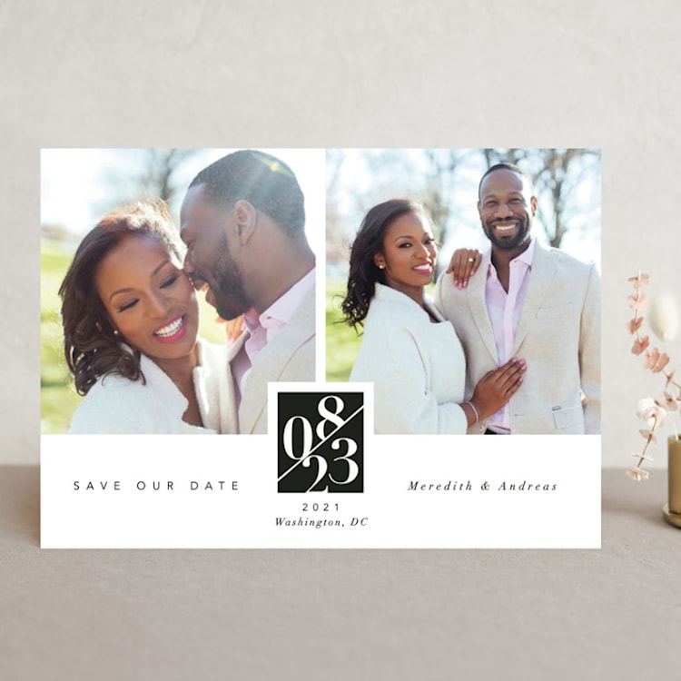 "classic love story" - Save the Dates in Tuxedo by Susanne Kasielke - Front