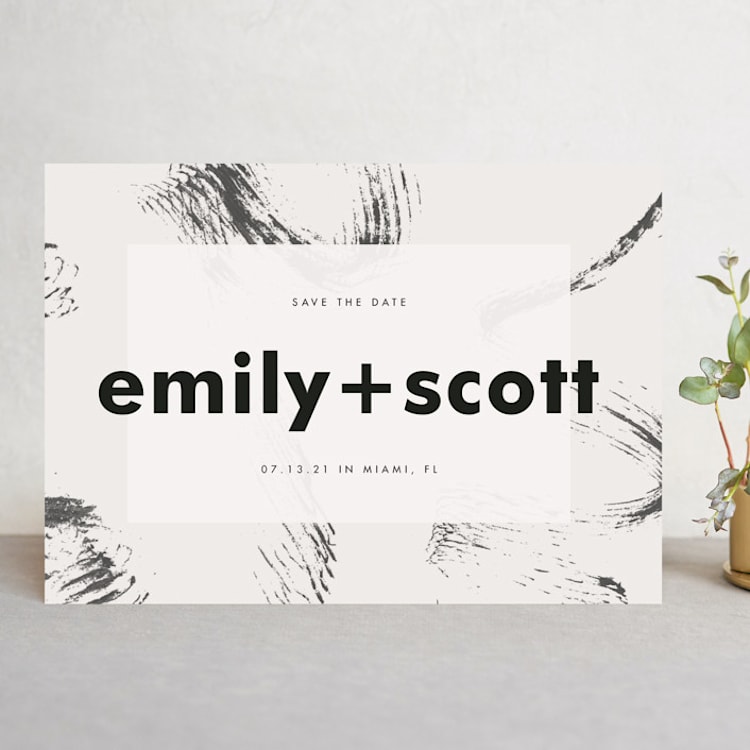 "Brush Strokes" - Save the Dates in Onyx by Joyce Pinheiro - Front