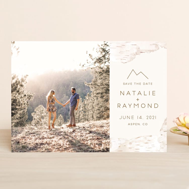 "Birchbark" - Save the Dates in Natural by Kelsey Mucci - Front