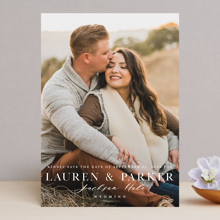 "Classic Touch" - Save the Dates in Pearl by Oscar and Emma - Karly Depew - Front