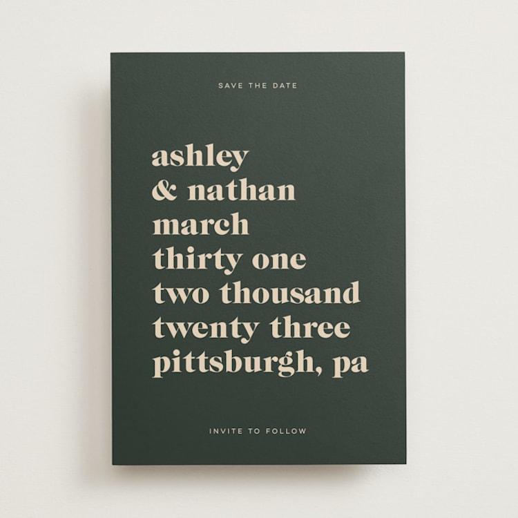"Modern Type" - Save the Dates in Spruce by April Astudillo - Front