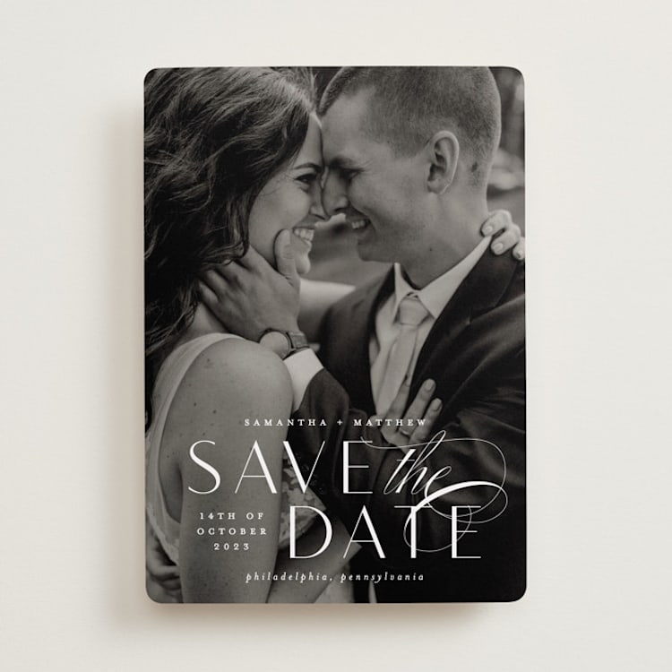 "Swoop" - Save the Dates in Pearl by Everett Paper Goods - Front