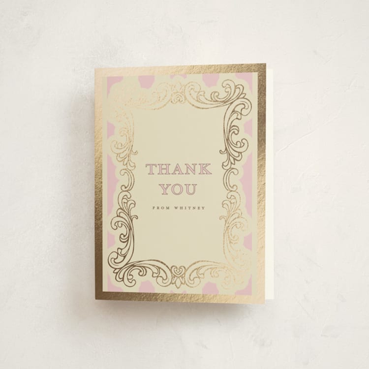 "Baroque Beauty" - Foil-Pressed Sweet Sixteen Party Thank You Cards in Petal by Charter Oaks Creative - Front