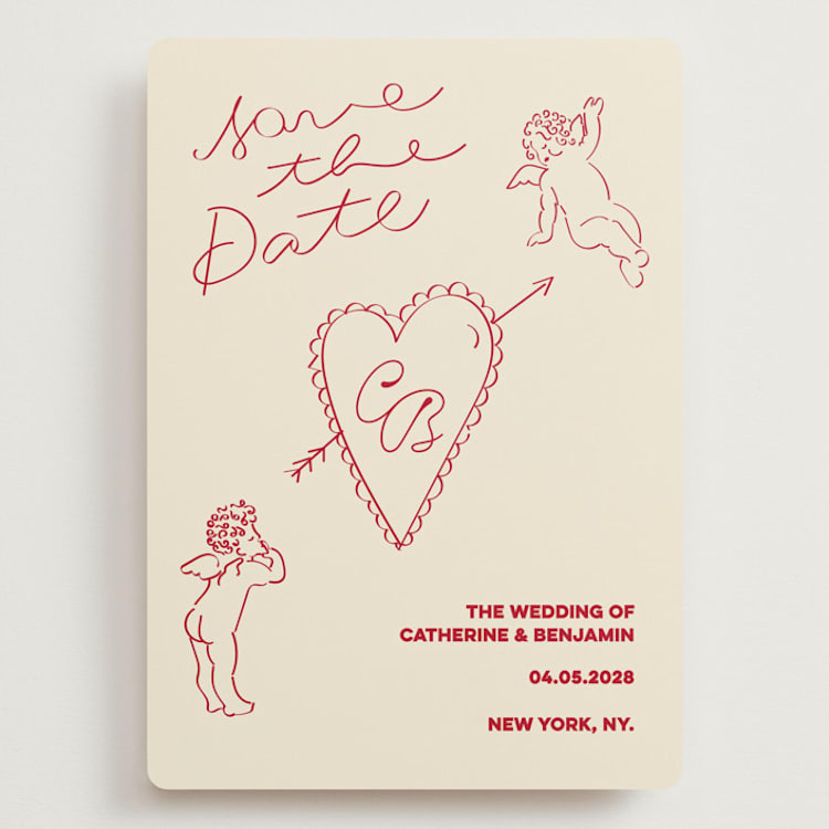 "Crazy Little Thing Called Love" - Save the Dates in Cream by Helena Vitto - Front