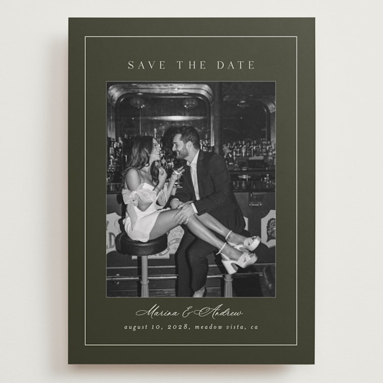 "Refined" - Save the Dates in Olive by Nicole Walsh - Front