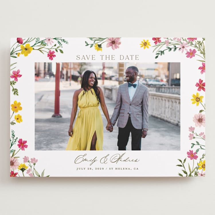 "Wildflower wreath" - Save the Dates in Peony by Yaling Hou Suzuki - Front