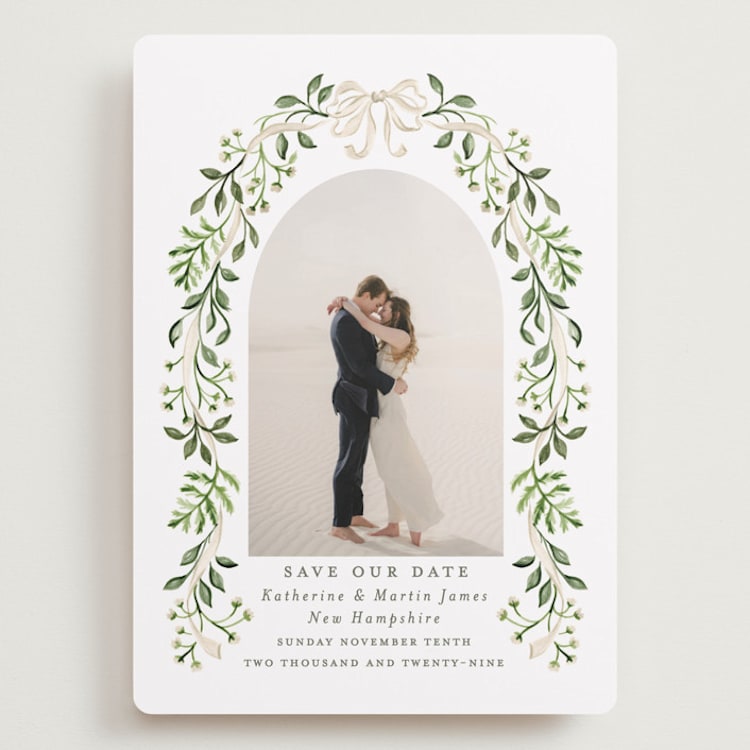 "Greenery crest" - Save the Dates in Sage by Sarah Knight - Front