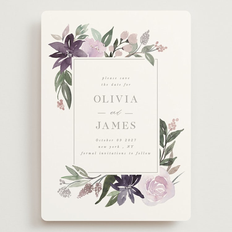 "Garden Stroll" - Save the Dates in Lilac by Creo Study - Front