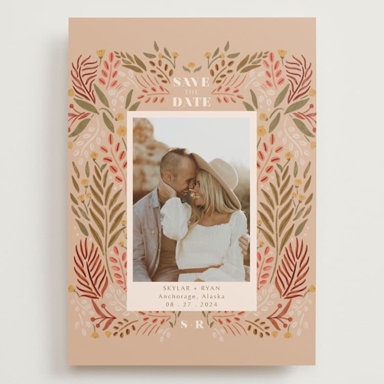 "Floral Folklore" - Save the Dates in Dawn by Lauren Jinhee - Front