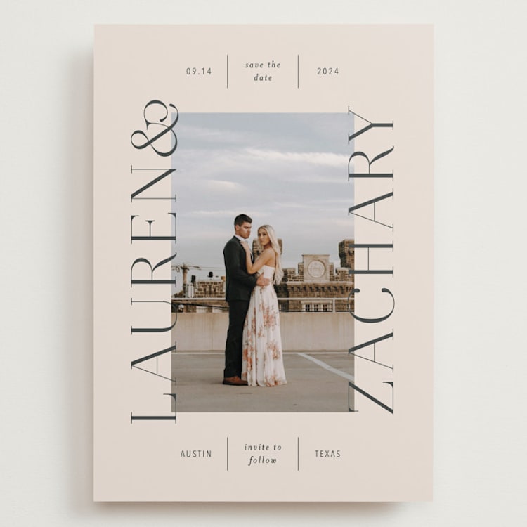 "Name Frame" - Save the Dates in Bone by Sandra Picco Design - Front