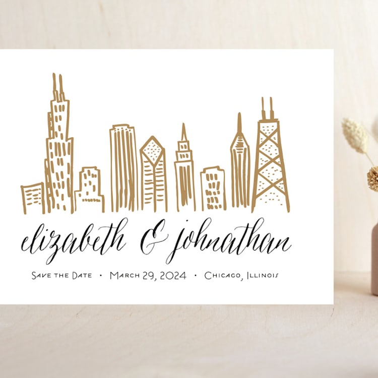 "Chicago Skyline" - Save the Dates in Gold Coast by Abby Munn - Front