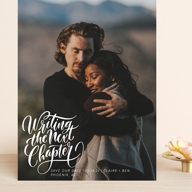 "The next chapter" - Save the Dates in Pearl by Laura Bolter - Front