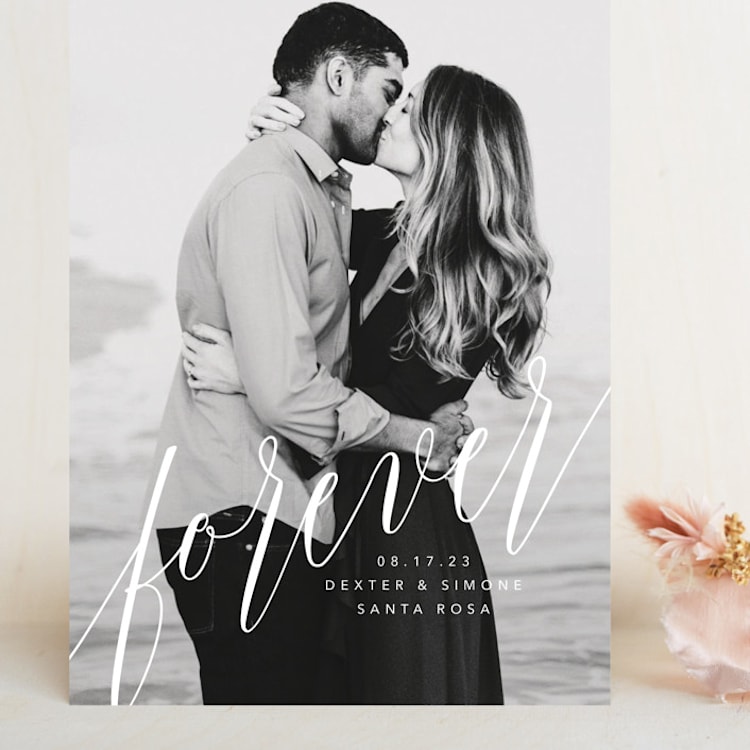 "forever with you" - Save the Dates in Linen by Lori James - Front