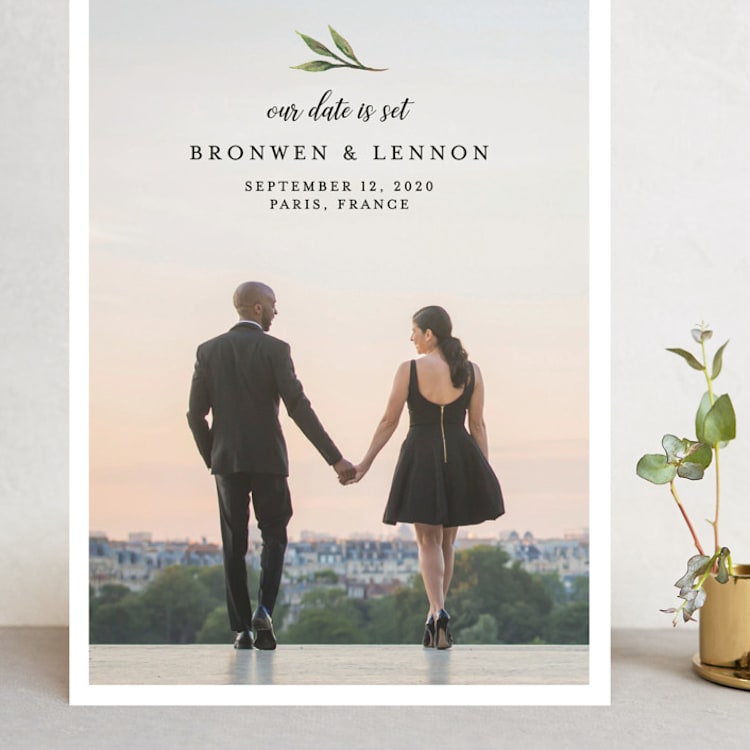 "Botanical Beauty" - Save the Dates in Sage by Paula Pecevich - Front