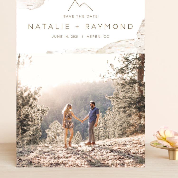 "Birchbark" - Save the Dates in Natural by Kelsey Mucci - Front