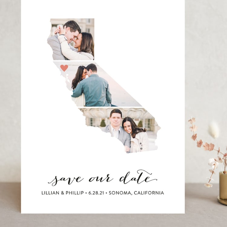 "California Love Location" - Save the Dates in Wedding Dress by Heather Buchma - Front