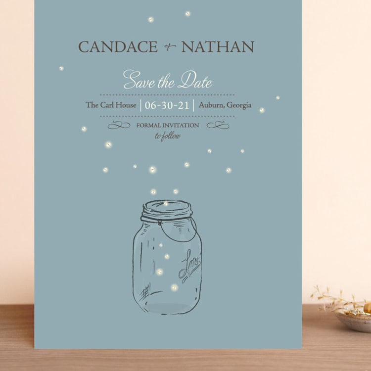 "Fireflies" - Save the Dates in Cornflower by Paige Rothhaar - Front