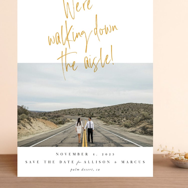 "Down the Aisle" - Save the Dates in Canary by Keen Peachy - Front