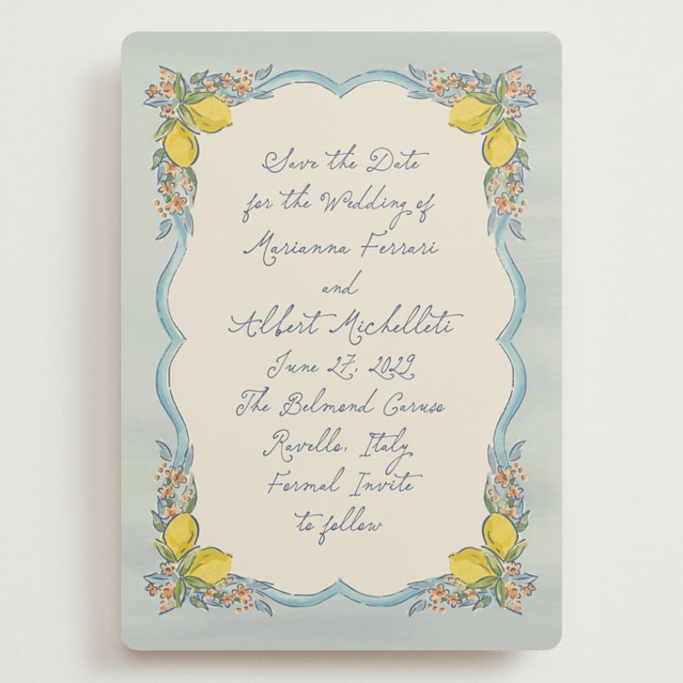 "Amalfi Coast Wedding" - Save the Dates in Aqua by Chris Griffith - Front