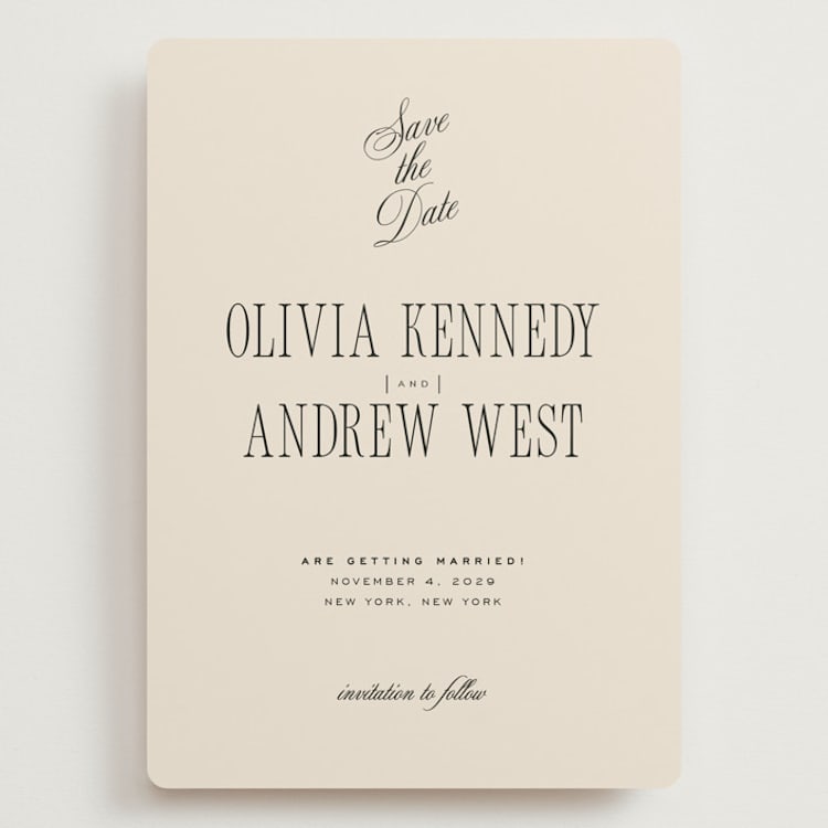 "Modern Romance" - Save the Dates in Almond by Eric Clegg - Front