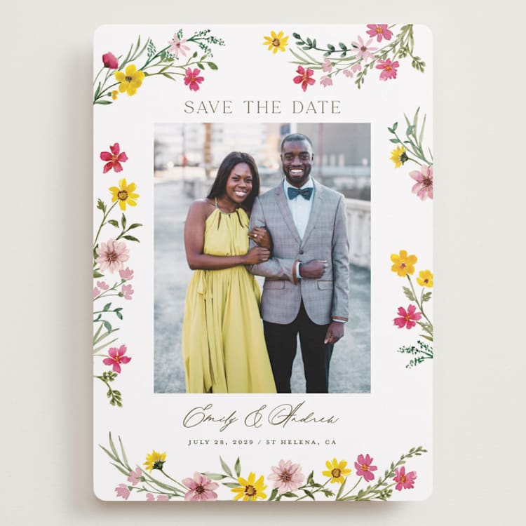 "Wildflower wreath" - Save the Dates in Peony by Yaling Hou Suzuki - Front