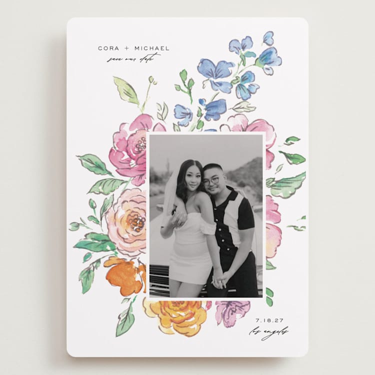 "Floral Pop" - Save the Dates in Vibrance press by Itsy Belle Studio - Front