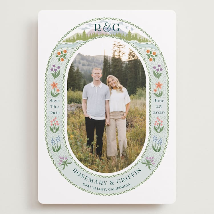 "River Valley" - Save the Dates in Pine by Paper Sun Studio - Front