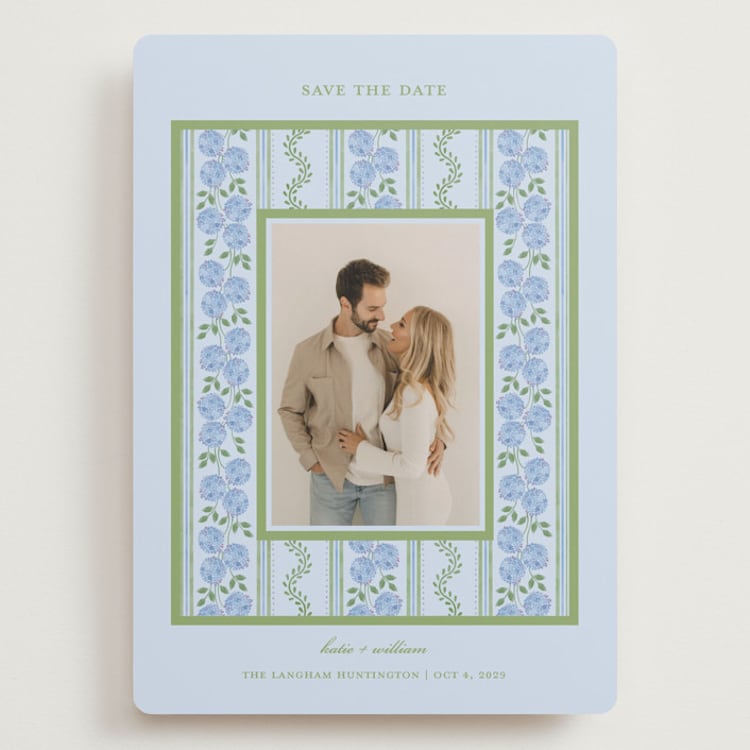 "Hydrangea Vines" - Save the Dates in Coastal by Madhvi Samimi - Front