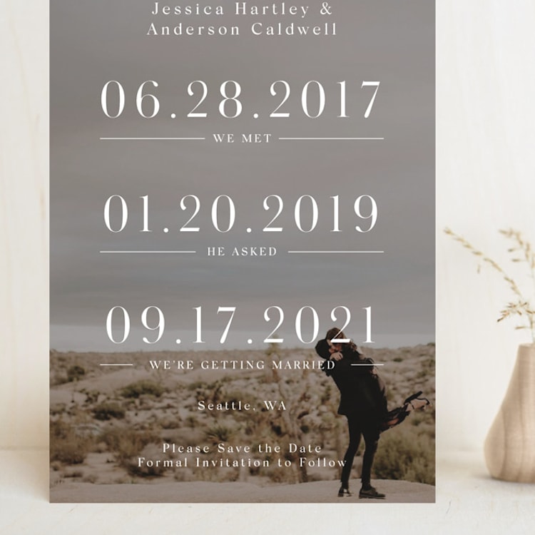 "Timing" - Save the Dates in Ivory by Megan Cash - Front