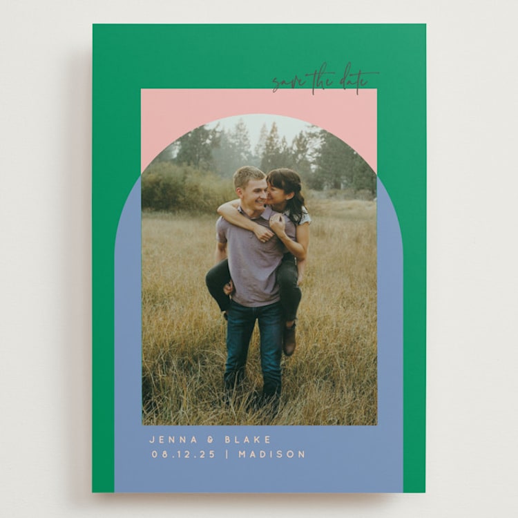 "Modern Overlay" - Save the Dates in Spearmint by Baumbirdy - Front