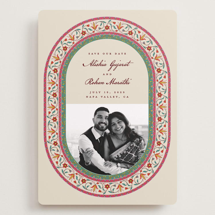 "Mughal Gardens" - Save the Dates in Ivory by Sherley Ferreira - Front