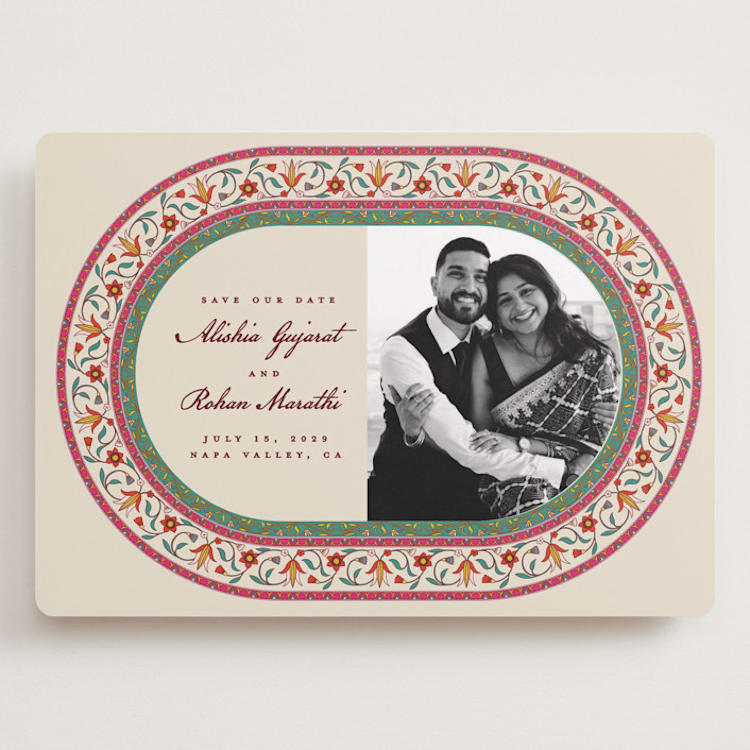 "Mughal Gardens" - Save the Dates in Ivory by Sherley Ferreira - Front
