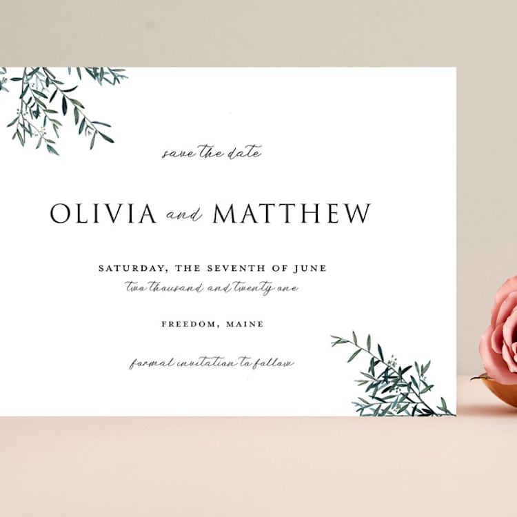 "Fresh Sage" - Save the Dates in Olive by Christie Kelly - Front