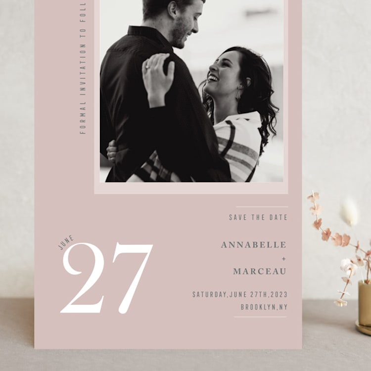 "A love date" - Save the Dates in Blush by Sejal Banker - Front