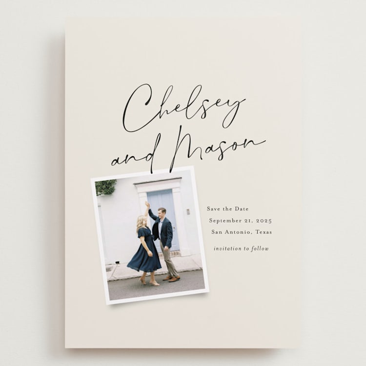 "Chelsey" - Save the Dates in Bone by Sandra Picco Design - Front