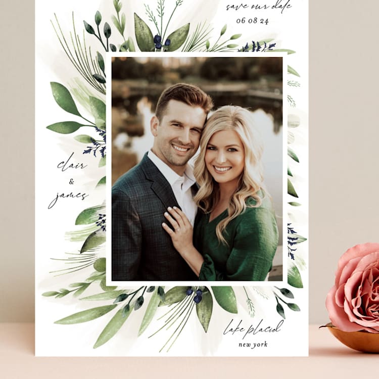 "Nature Love" - Save the Dates in Navy by Susan Moyal - Front